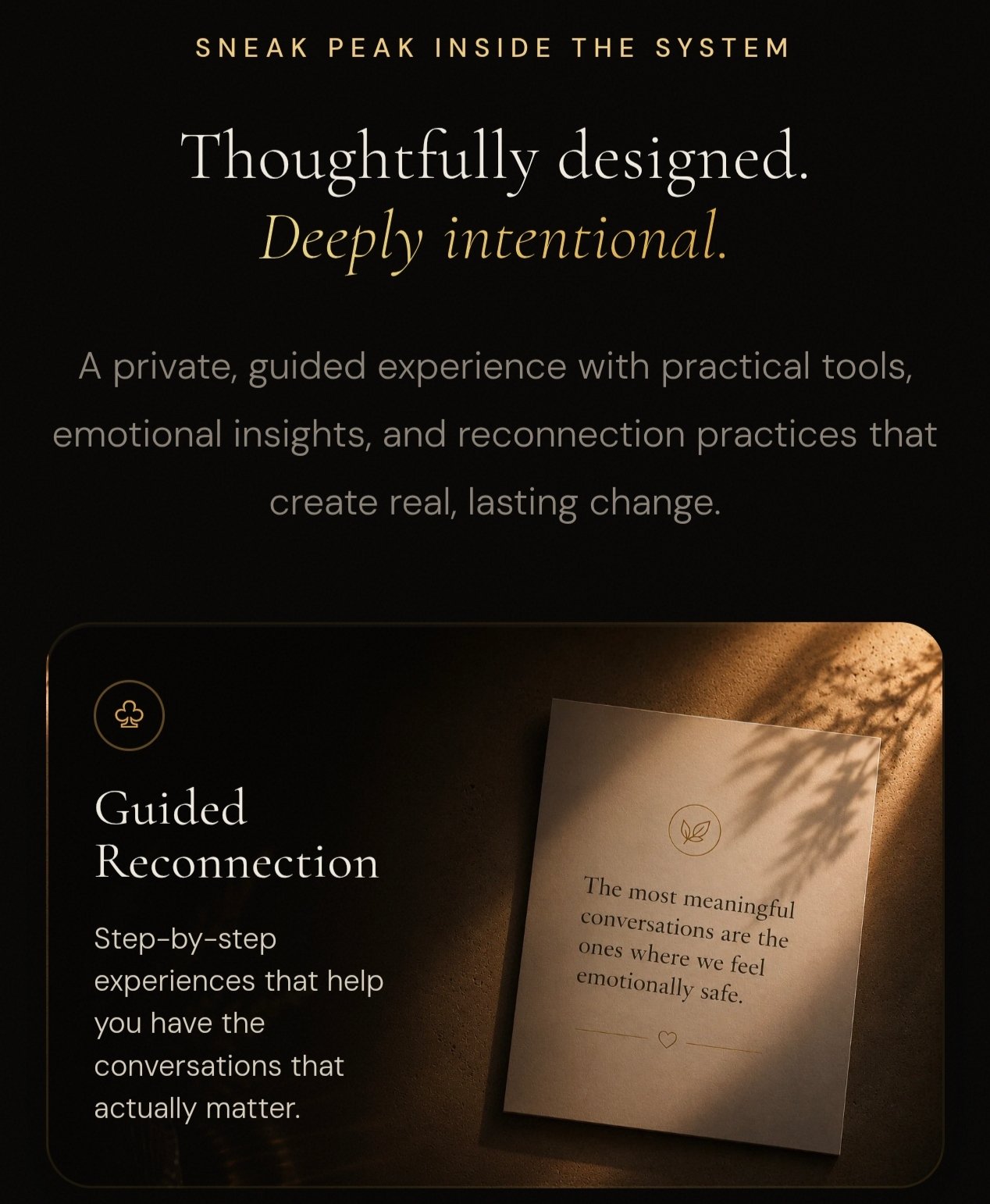 Guided reconnection module screenshot, step-by-step conversations that actually matter