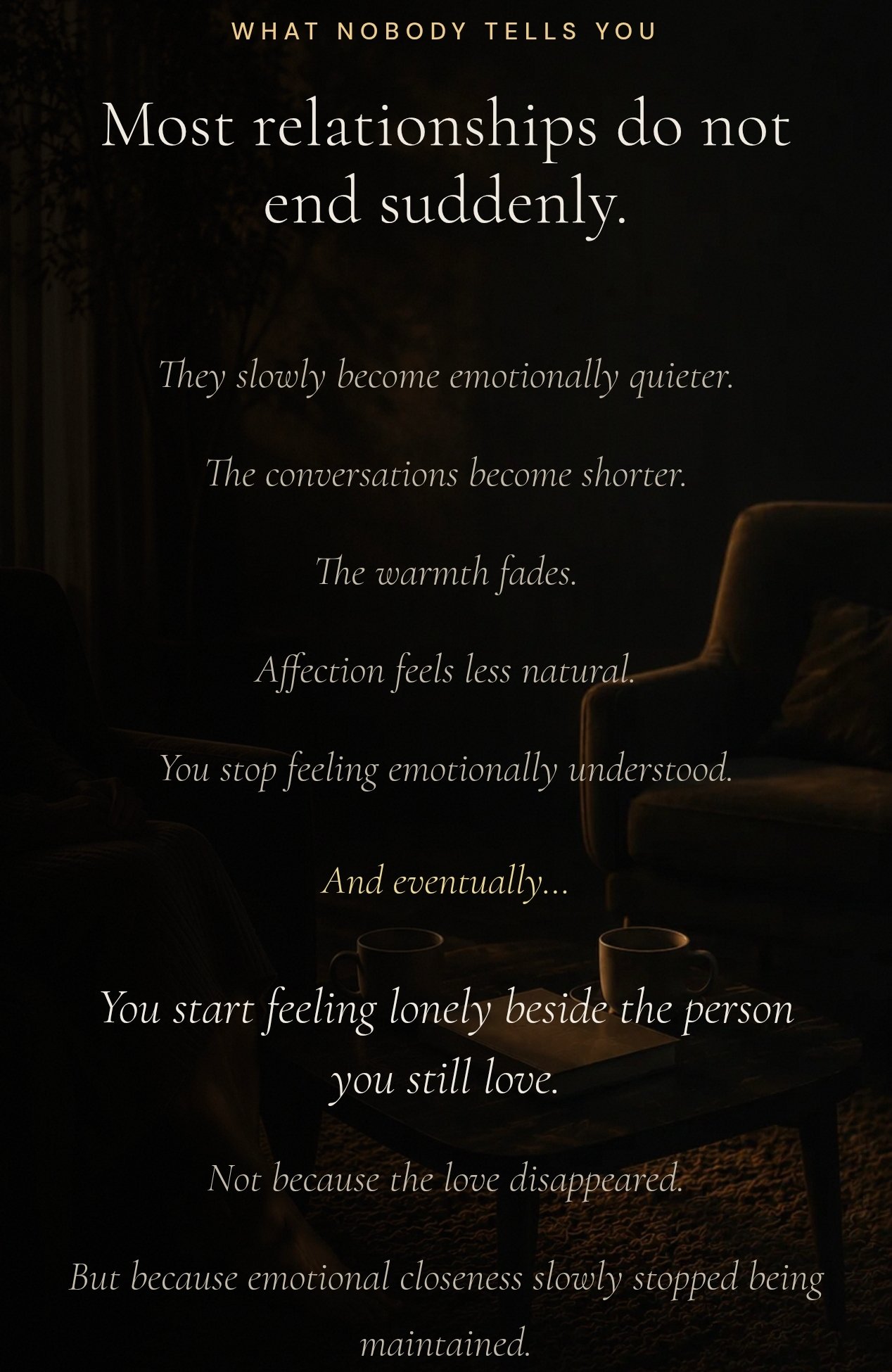 'Most relationships do not end suddenly' ad screenshot